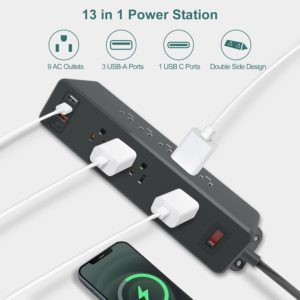 Portable Multi Outlet Power Strip Extension Lead